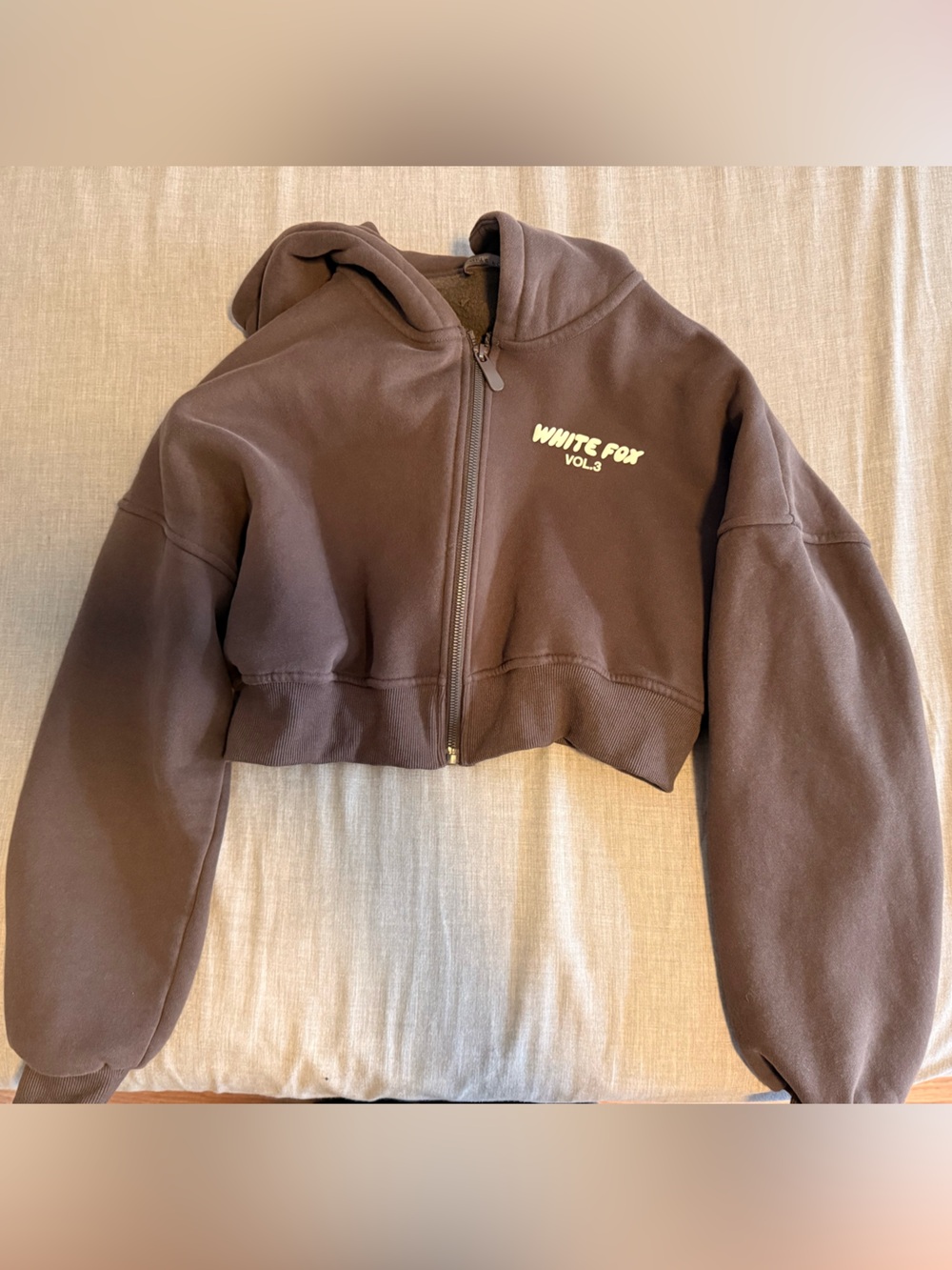 White Fox Boutique Cropped Zip Hoodie